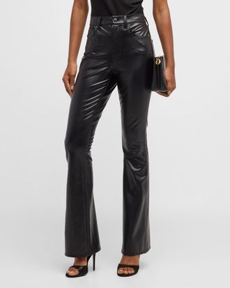 Veronica Beard Beverly High-Rise Skinny Flare Faux Leather Jeans