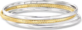Ross-Simons Italian Sterling Silver and 18kt Gold Over Sterling Jewelry Set: 3 Bangle Bracelets