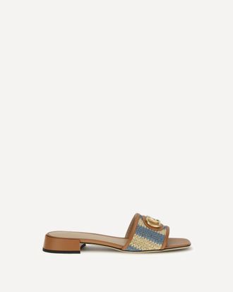 Valentino Garavani Sandali slide VLogo Signature in rafia Woman 37.5