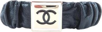 Chanel Pre-owned Accessories, female, Black, Size: ONE SIZE Pre-owned Shush Coco Mark Lambskin Hair Tie