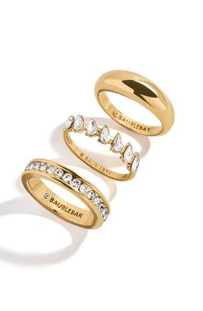 BaubleBar Greta Set of 3 Waterproof Ring Set in Gold at Nordstrom, Size 7
