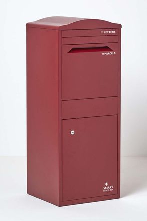 Homescapes Smart Parcel Box Large Curved Top Front Access Secure Delivery Box in Red
