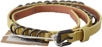 John Galliano Womens Yellow Leather Luxury Slim Buckle Fancy Belt - Size 85 cm