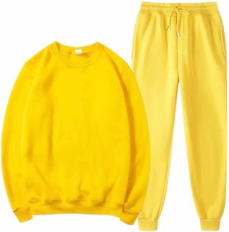 Generic Mens Tracksuit Full Set Long Sleeve Sweatshirt And Sweatpants Set Joggers Sets 2 Piece Crew Neck Jumper Pullover Tracksuit Casual Sport Outfits Lounge