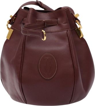 Cartier Must De Cartier Burgundy Leather Shoulder Bag (Pre-Owned)