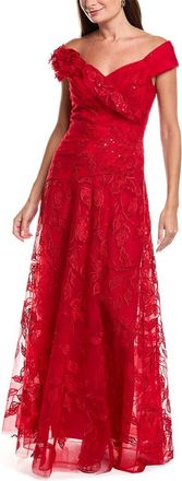 Teri Jon by Rickie Freeman Teri Jon By Rickie Freeman Lace Sweetheart Bodice Off-Shoulder Gown