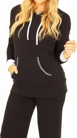 French Kyss Detail Hoodie With Pocket In Black/white