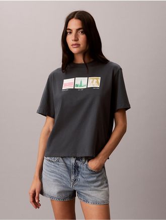 Calvin Klein Jeans Calvin Klein Womens NYC Photostrip Graphic Boxy T-Shirt - Blue - XS