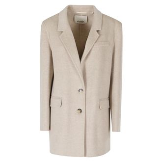Isabel Marant Single-Breasted Coat - Dames - Mantels - Beige - Maat: 2XS Wol