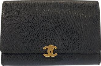 Chanel Black Leather Wallet (Bi-Fold) (Pre-Owned)