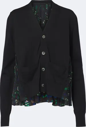 sacai Cardigan in cotone con stampa floreale