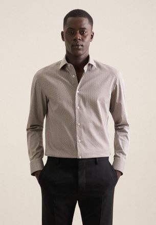 Seidensticker Businesshemd SEIDENSTICKER Slim, Herren, Gr. L (42), normale &Auml;rmell&auml;ngen, grau, 67% Baumwolle, 29% Polyester, 4% Elasthan, bedruckt, slim fit, 2-Knopf