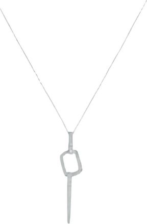 Luxury Bazaar 14kt witgouden geometrische halsketting met diamant - Zilver