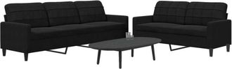 vidaXL Vidaxl - Juego De Sof&aacute;s Con Cojines 2 Piezas Terciopelo Negro