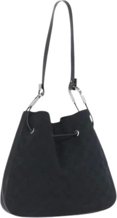 Gucci Pre-owned Bucket Bags, female, Black, Size: ONE SIZE Pre-owned Vintage Canvas Shoulder Bag