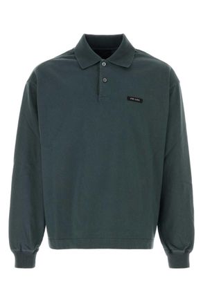 Prada Green Shirt Collar Polo