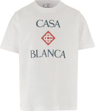 Casablanca White Front Logo Cotton T-Shirt