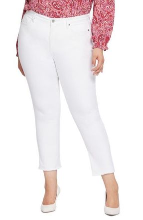 NYDJ Sheri Ankle Fray Hem Slim Jeans in Optic White at Nordstrom, Size 14W