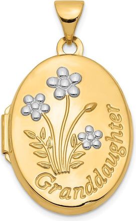 Diamond2Deal 14k Yellow Gold with Rhodium 21mm Oval Granddaughter Locket Pendant