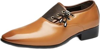 Generic Mens Formal Leather Shoes, Dress Shoe Lace Up Wedding Shoes Pointed Toe Oxfords Shoe Low Heel Smart Loafers Comfortable Business Loafer British Formal