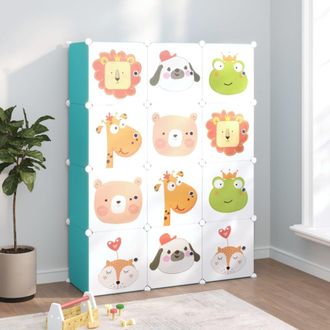 vidaXL Vidaxl - Estanter&iacute;a Infantil De Cubos Con 12 Compartimentos Verde Pp