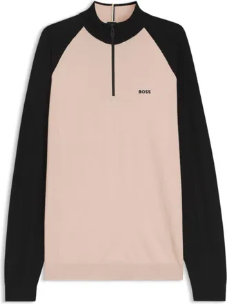 BOSS Color-blocked sweater with zipper neck