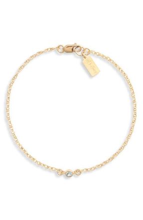 Set & Stones Cubic Zirconia Birthstone Pendant Bracelet in Gold /March at Nordstrom