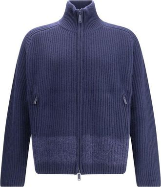 Dsquared2 Mens Knit Zip Cardigan - Purple Wool - Size Medium