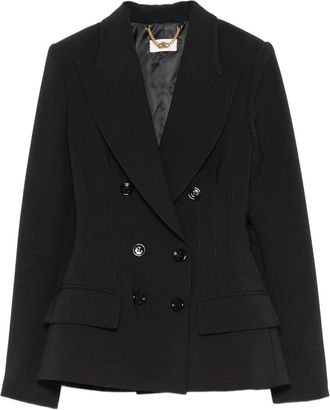Elisabetta Franchi Licht cr&ecirc;pe jasje - Dames - Blazers - Zwart - M - Leer - Jassen