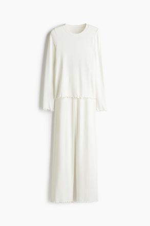 H&M Pyjama aus angerautem Jersey - White