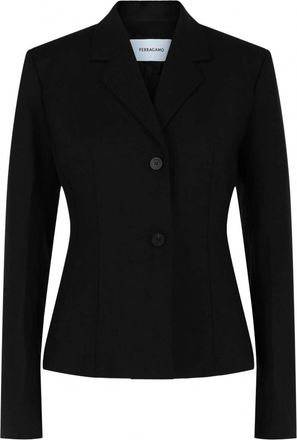 Ferragamo Womens Wool Blend Blazer In Black