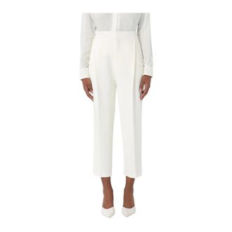 Elisabetta Franchi Cropped Trousers, female, Beige, Size: L Cropped Trousers