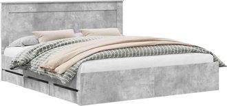 vidaXL Estructura De Cama Gris Concreto 200 X 200 Cm Madera Ingenieril Vidaxl
