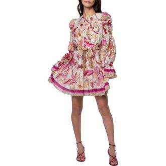 Ciebon Adele Mixed Print Long Sleeve Dress in Pink Multi at Nordstrom, Size X-Small
