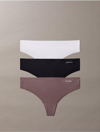 Calvin Klein Womens Invisibles 3-Pack Thong - Medium Brown - XL