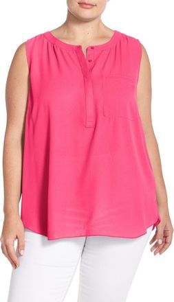 NYDJ Print Pleat Back Sleeveless Top in Exotic Melon at Nordstrom Rack, Size 3X