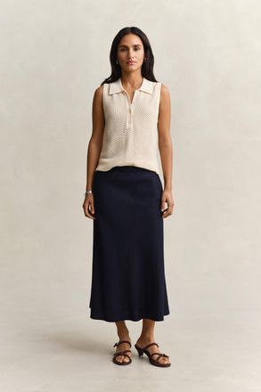 GANT Women Flared Linen Blend Skirt (40) EVENING BLUE