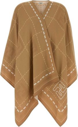 Fendi Embroidered Wool Cape