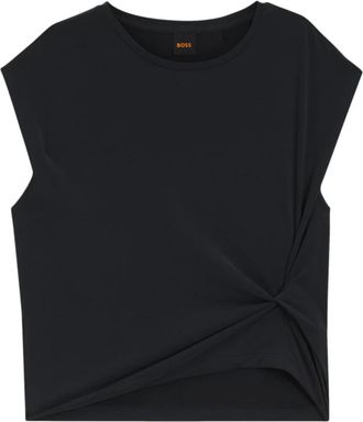 HUGO BOSS Ebony Twist T-Shirt - Dames - T-shirts - Zwart - L - Polyester - Tops
