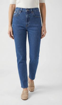 Calvin Klein Jeans Straight-Jeans CALVIN KLEIN JEANS HGH RS STRGHT CK ESS, Damen, Gr. 26, L&auml;nge 32, pacifico, Denim/Jeans, Obermaterial: 98% Baumwolle, 2% Elasthan, stra