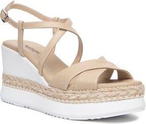 Nero Giardini Ankle Strap Platform Wedge Sandal in Beige /Khaki at Nordstrom Rack, Size 11Us / 41Eu