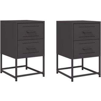 vidaXL Mesitas De Noche 2 Uds Acero Negra 36x39x60,5 Cm Vidaxl