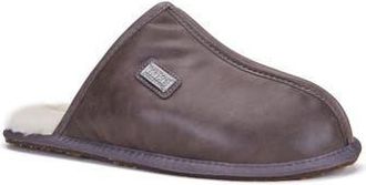 Australia Luxe Twinface Sheepskin Genuine Shearling Lined Scuff Slipper in Gray Leather at Nordstrom Rack, Size Small