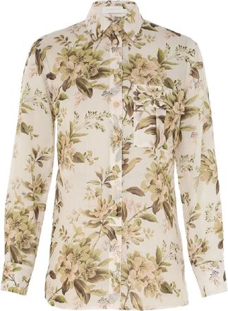 Zimmermann floral pocket shirt - women - Ramie - S - Neutrals