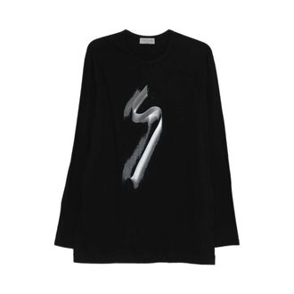 Yohji Yamamoto Heren, Tops, Zwart, Maat: L Katoen