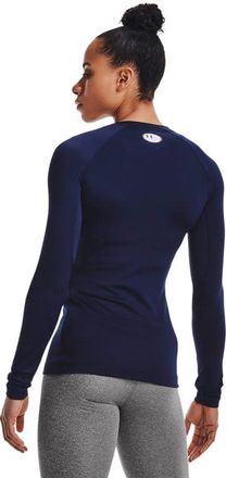 Under Armour Womens Authentics Long Sleeve Crew Neck T-Shirt, Midnight Navy (410)/White, XL