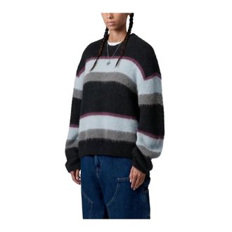 Carhartt Work in Progress Merlin Sweater W Sundling Stripe - Dames - Ronde hals truien - Zwart - M - Nylon - Truien & Vesten