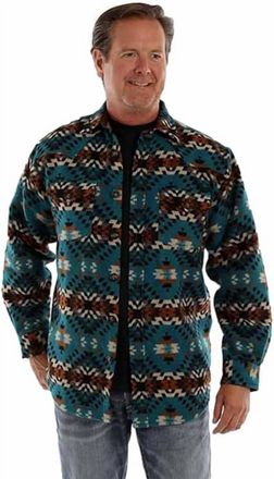 Scully Mens Aztec Button Wool Blend Jacket In Turquiose