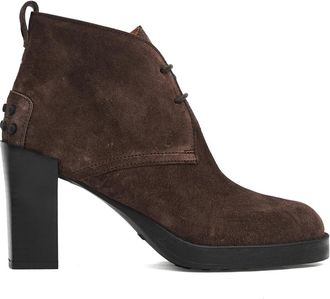 Tod's Bruine su&egrave;de veterschoenen - Dames - Laarzen met Hak - Bruin - 40 EU - Su&egrave;de - Schoenen