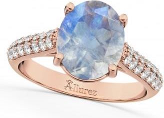 Allurez Oval Moonstone & Diamond Engagement Ring 14k Rose Gold (4.42ct)